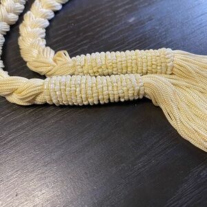 Boho off white braided belt with faux pearls and tassels